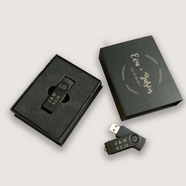 custom printed black usb box