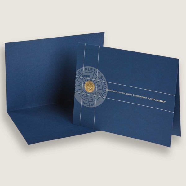 Blue paper certificate holder