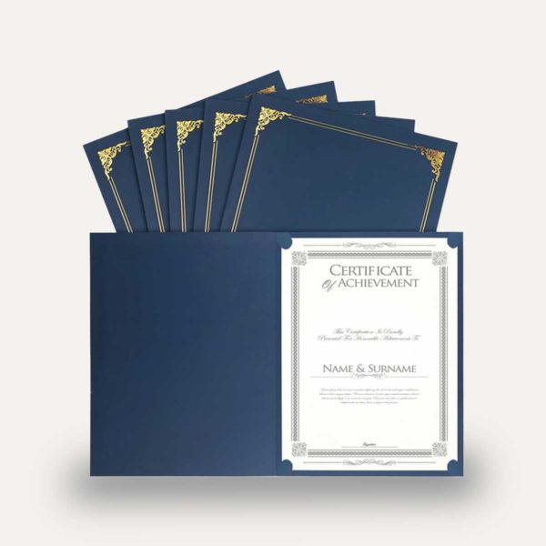 Navy blue paper certificate holder