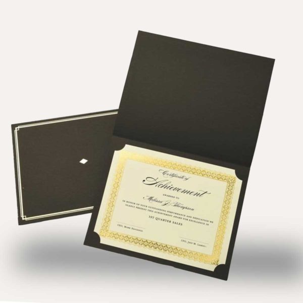 Black paper certificate holder